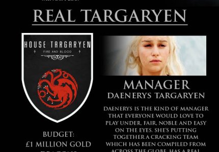 Αν οι οικογένειες του Game of Thrones ήταν ποδοσφαιρικές ομάδες...